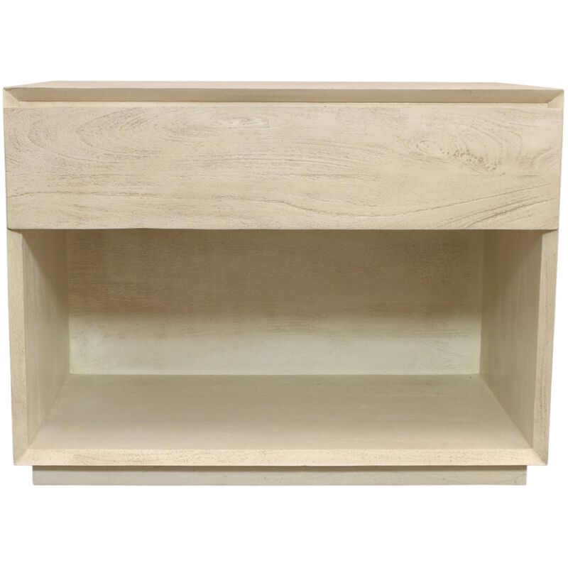 HomeRoots 24" Natural Solid Wood Ribbed Texture One Drawer Nightstand image number 0