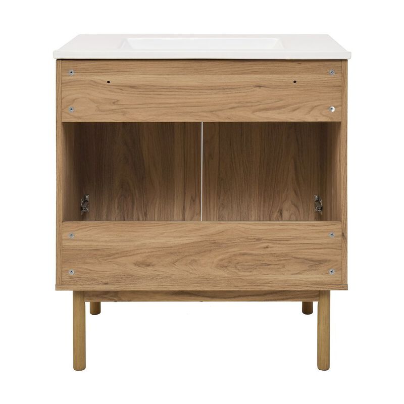 30" Freestanding Bathroom Vanity with 3-Hole Widespread Sink Top image number 4