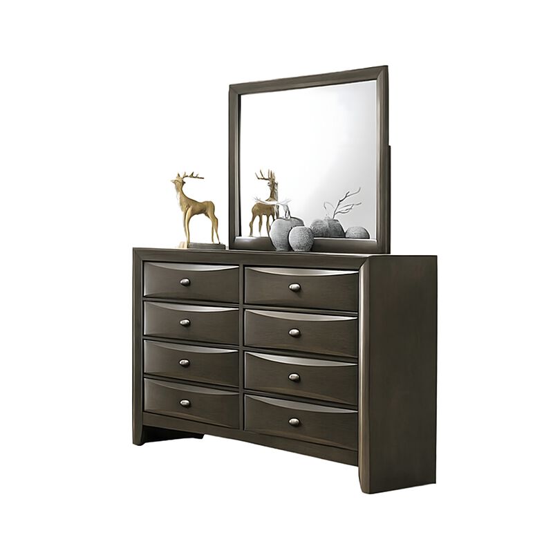 Simo 5pc Queen Bedroom Set w Bookcase Headboard, 2 Nightstands, Gray image number 2