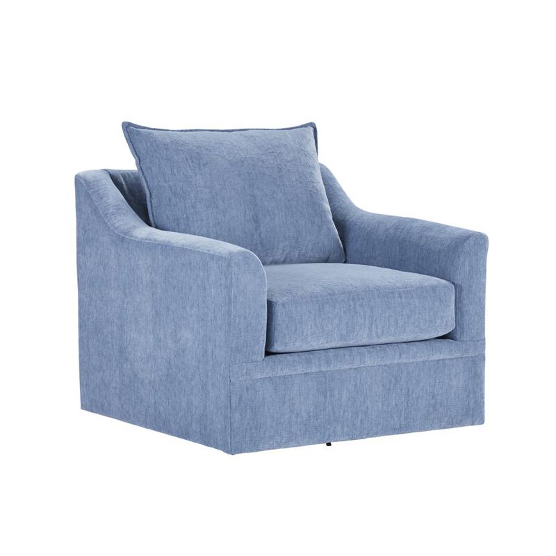 New Classic Furniture Sylvie Blue Slate Polyester Fabric Accent Swivel Chair