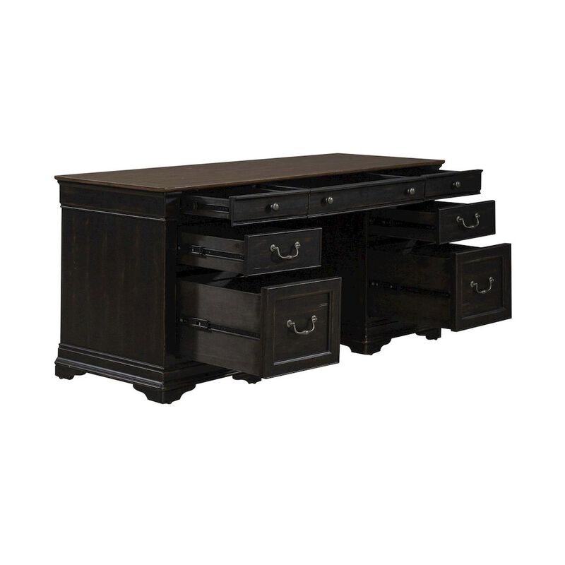 Liberty Furniture Credenza Desk for Home Office - Aged Charcoal, Rub Thru & Caramel image number 4