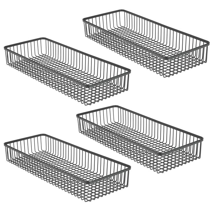 mDesign Metal Farmhouse Kitchen Cabinet Drawer Organizer Basket, 4 Pack