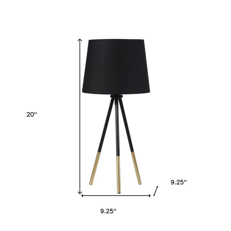 Hivvago 20" Gold Tripod Table Lamp With Black Empire Shade
