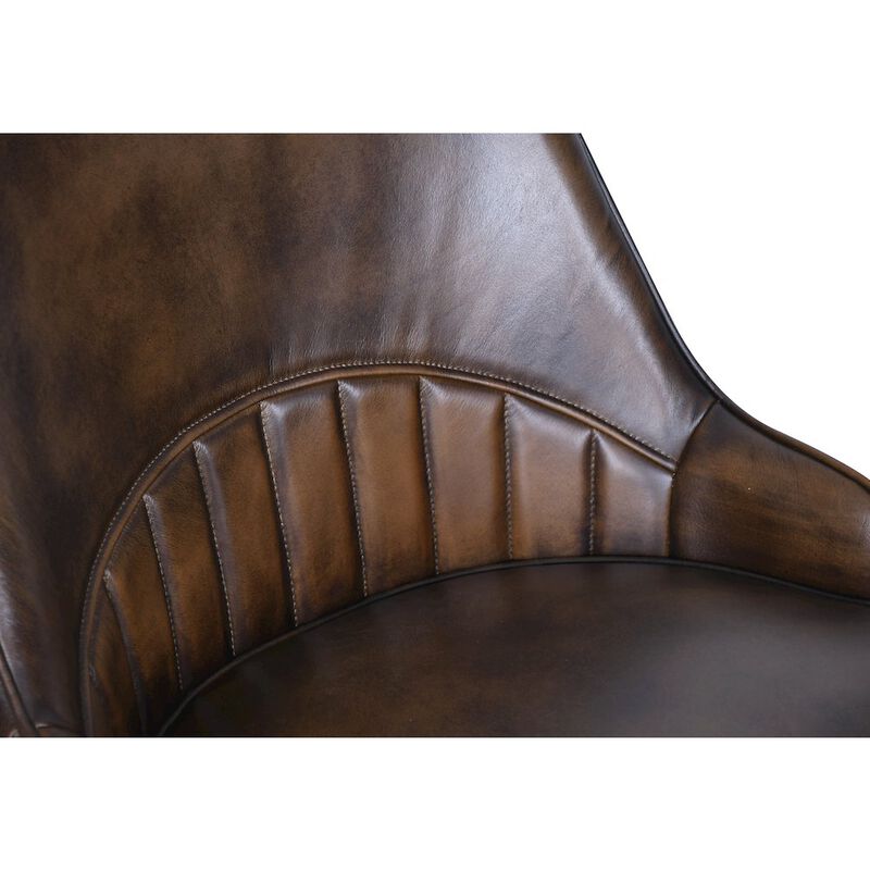 World Interiors Galway Dining Chair in Antique Whiskey Leather