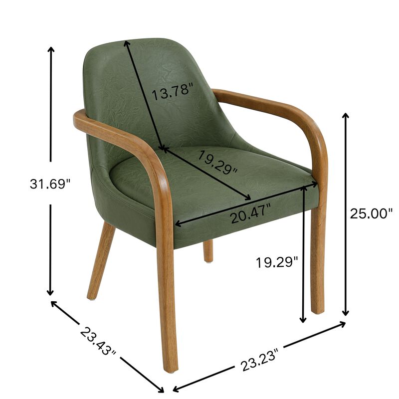 Merax Set of 2 Mid-Century Beige Fabric Dining Chairs image number 3