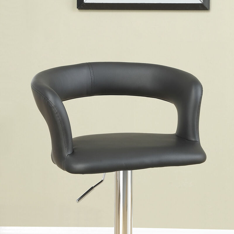 Set of 2 PU Bar Stools with 360 Degree Swivel Design, Black