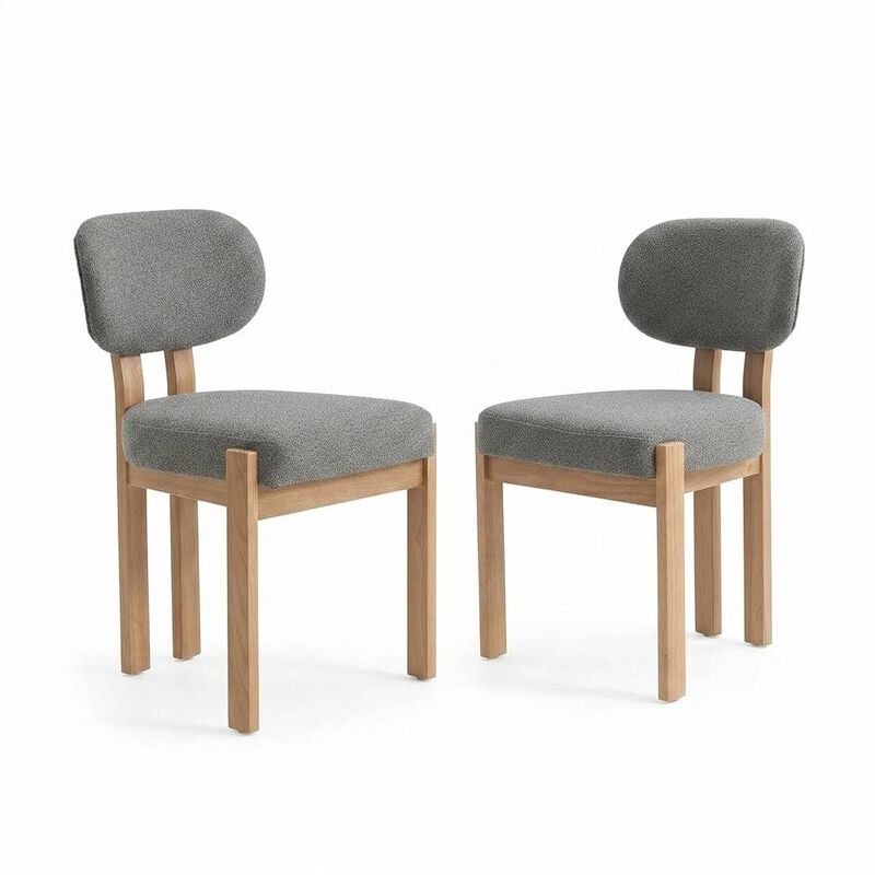 Envelor Farmhouse Chenille Upholstered Cane Leg Dining Chair, Set of 2 image number 0