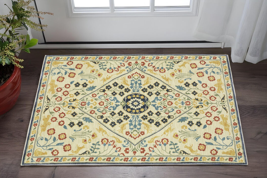 HomeRoots And Burnt Oriental Area Rug With Fringe