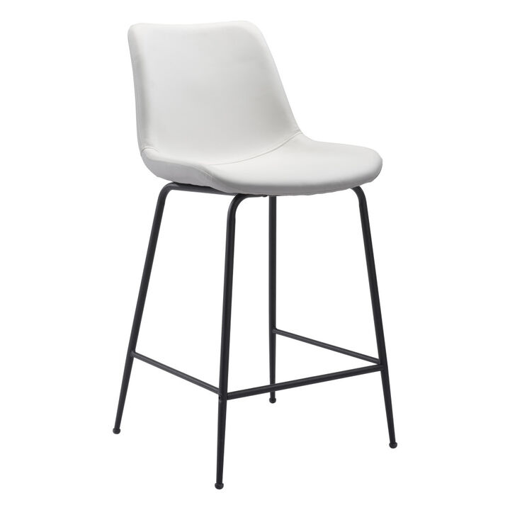 Hivvago 26 Inch White And Black Steel Low Back Counter Height Bar Chair