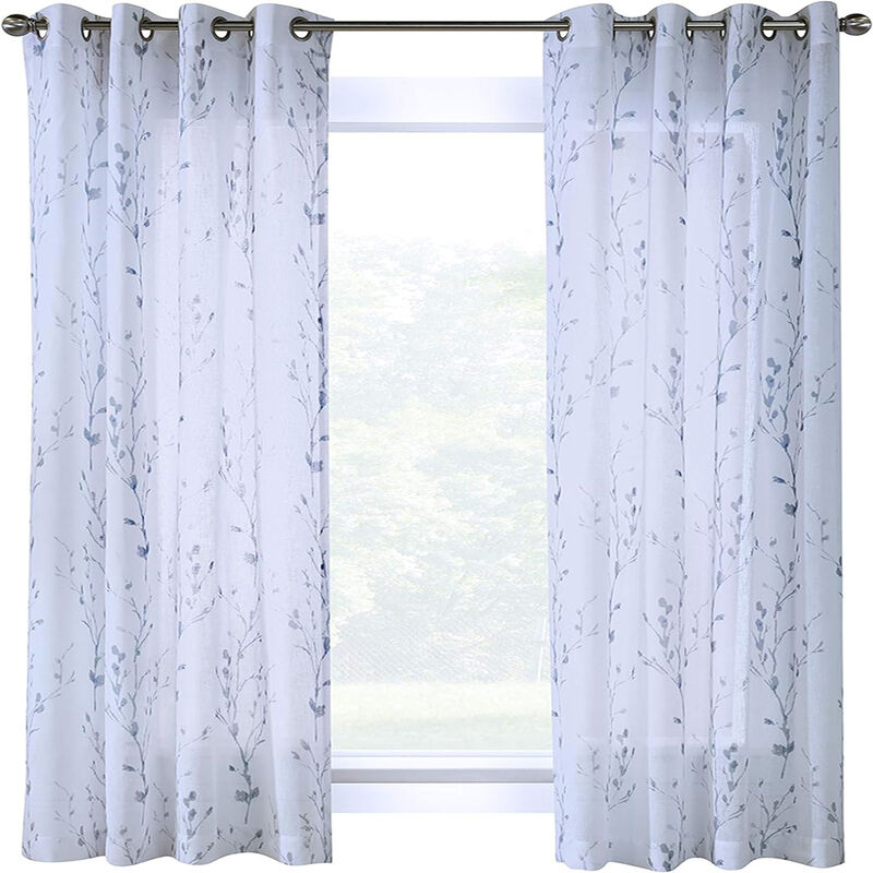 Commonwealth Primavera Style Panel Printed Floral Curtain, White