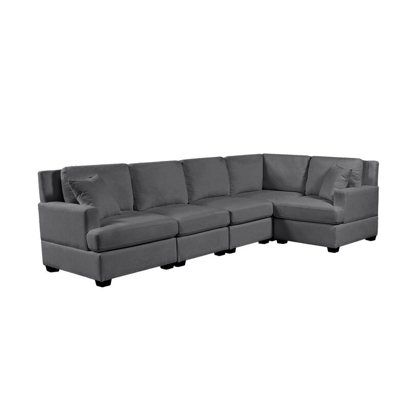 Sectional Modular Sofa with 2 Tossing cushions and Solid Frame for Living Room