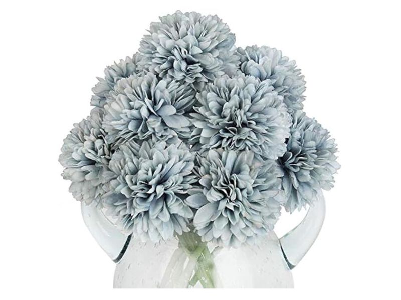 10 Piece Grey Artificial Chrysanthemum Flower Stems Garden Porch Decor image number 0
