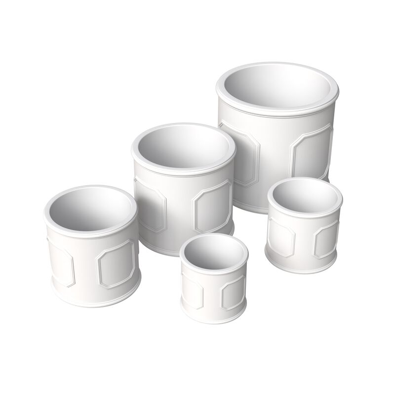 Leisuremod Meadow Series Poly Stone Planter Set in White