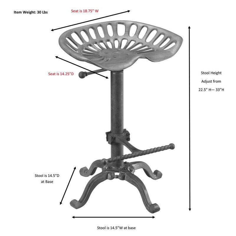 Carolina Living Adjustable Tractor Seat Barstool - Black