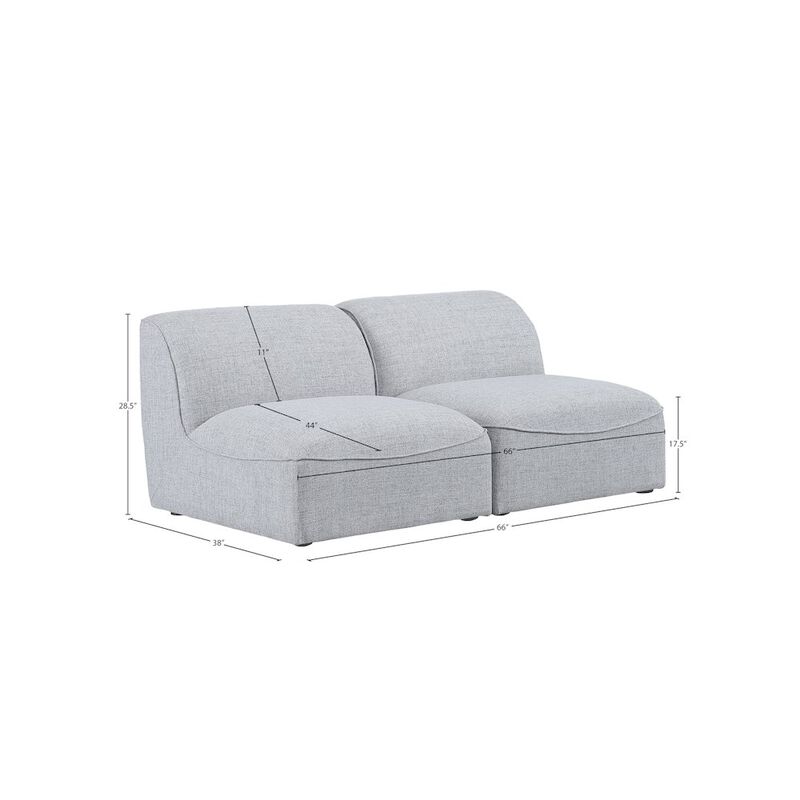 Meridian Furniture Miramar Grey Durable Linen Textured Modular Sofa