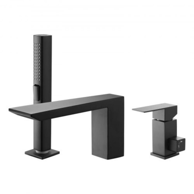 Waterfall Roman Tub Faucet Set with Handheld Shower, 3 Hole Bathtub Faucet-     Matte Black image number 0