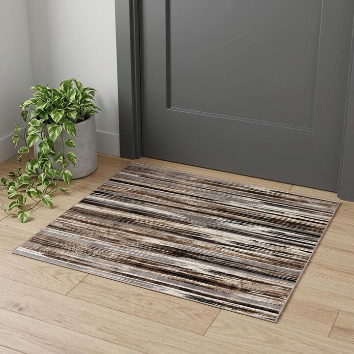 HomeRoots Striped Power Loom Area Rug