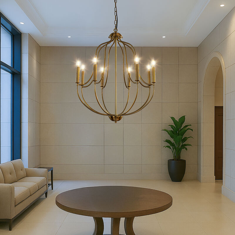 W26 in 8 Lights Modern Classic Candelabra Chandelier Farmhouse Glam Candle Pendant Light For Living Room Dining Room And Entryway image number 3