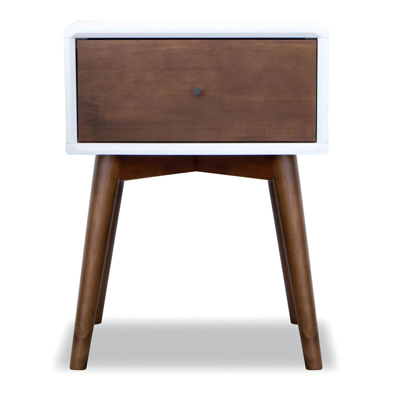 22.5" Assembled Mid Century Nightstand 1-Drawer Solid Wood image number 0