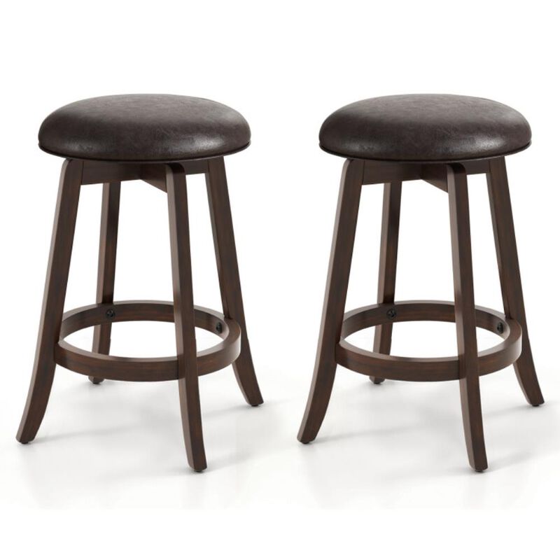Hivvago Set of 2 Upholstered PU Leather Bar Stool with 360&deg; Swivel Round Seat