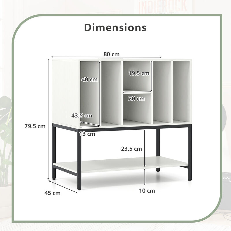 Metal Frame Record Player Stand with Built-In Charging Station image number 2