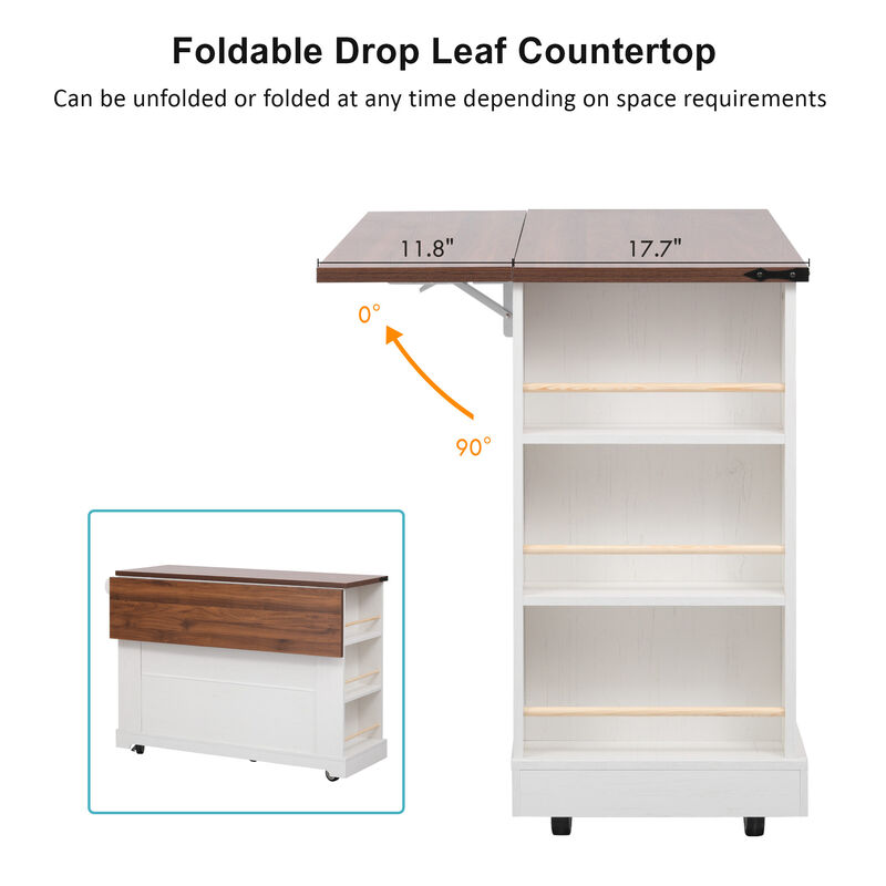 Merax Farmhouse Kitchen Island with Power Outlet