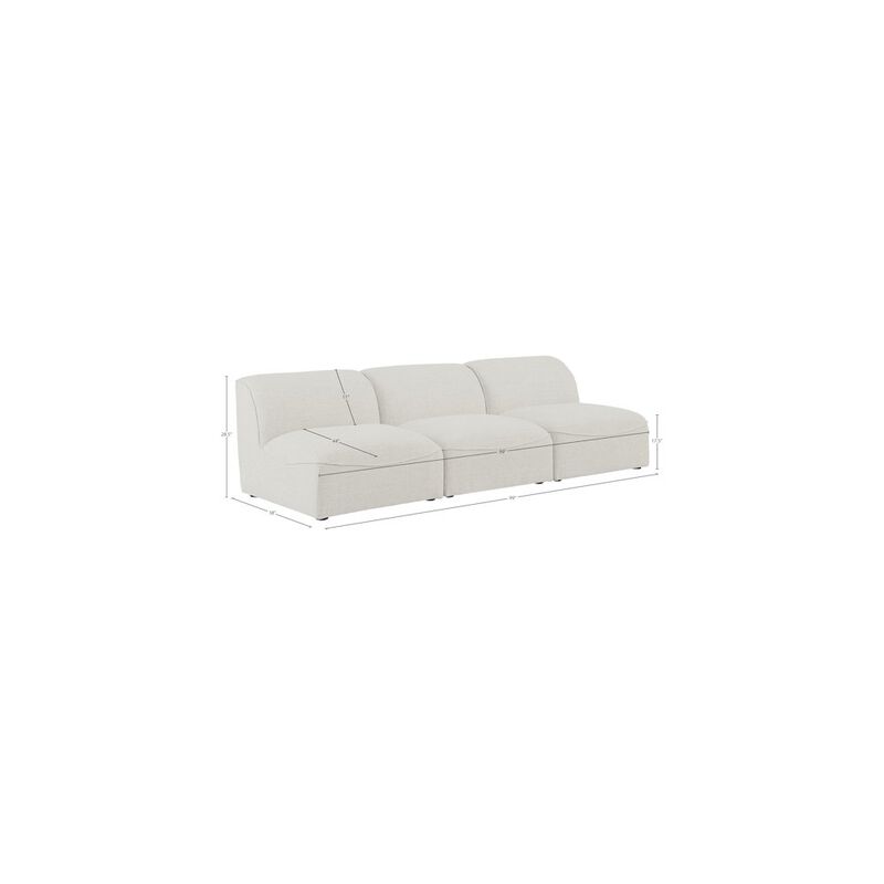 Meridian Furniture Miramar Cream Durable Linen Textured Modular Sofa