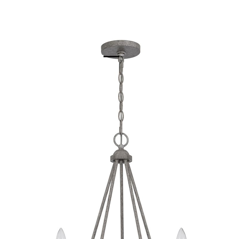 Lony 26 Inch Chandelier with White Beaded Candelabra Design, Metal - Benzara