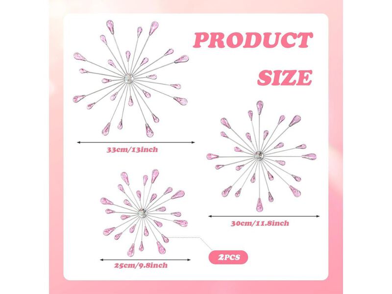 Pink Starburst Wall Decor Set of 4 Metal Glam Art for Bedroom Living Room image number 2