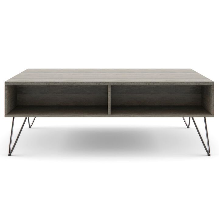 Simpli Home Hunter SOLID MANGO WOOD Lift Top Coffee Table in Grey