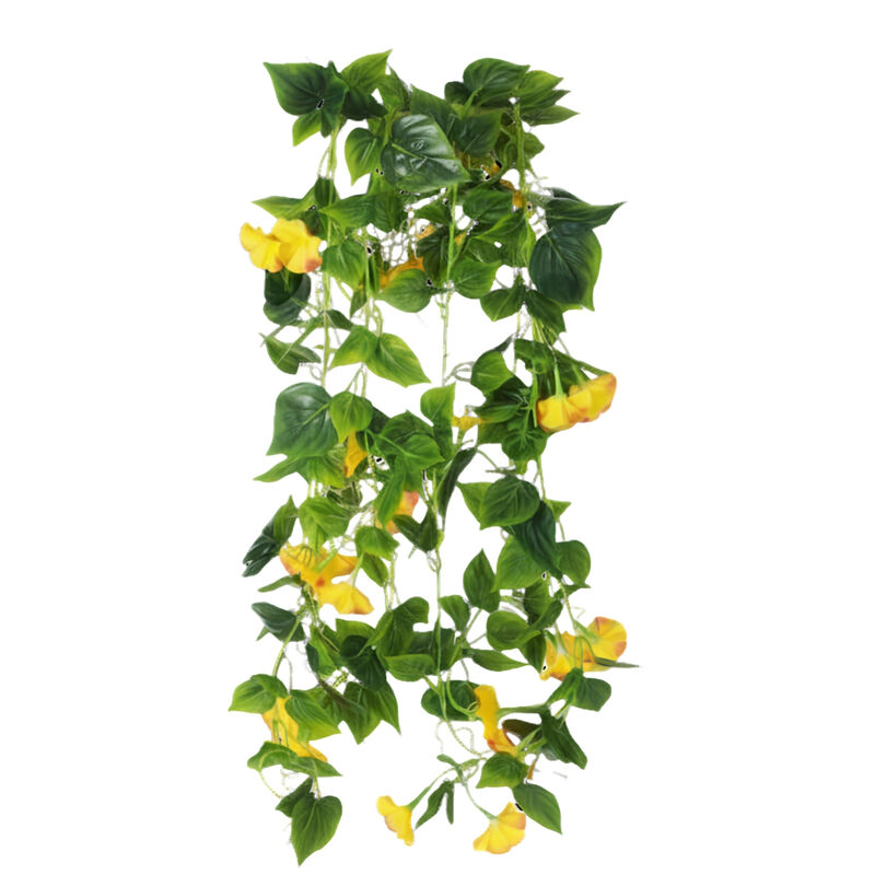 6 Piece Yellow Artificial Hanging Morning Glory Flowers Outdoor Wedding image number 0