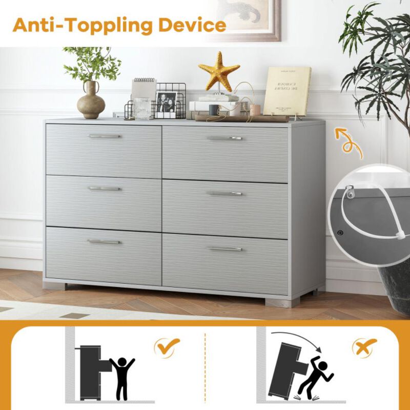 Hivvago 6 Drawer Storage Cabinet with Metal Legs Handles with Anti-Toppling Devices