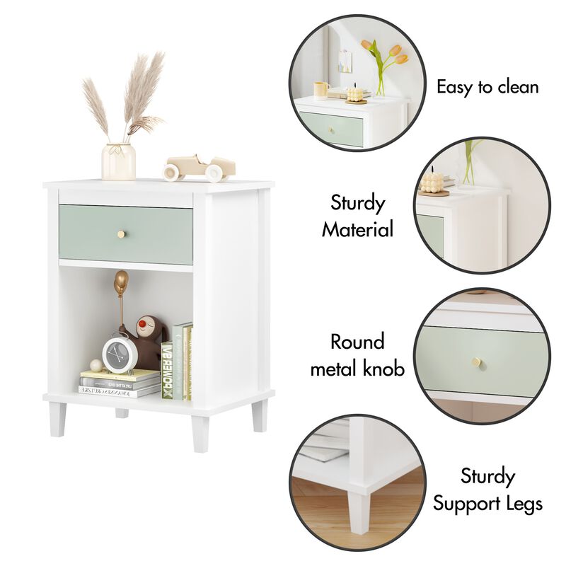 26.8" Assembled Wooden Nightstand 1-Drawer 1-Shelf for Kids Adults image number 5