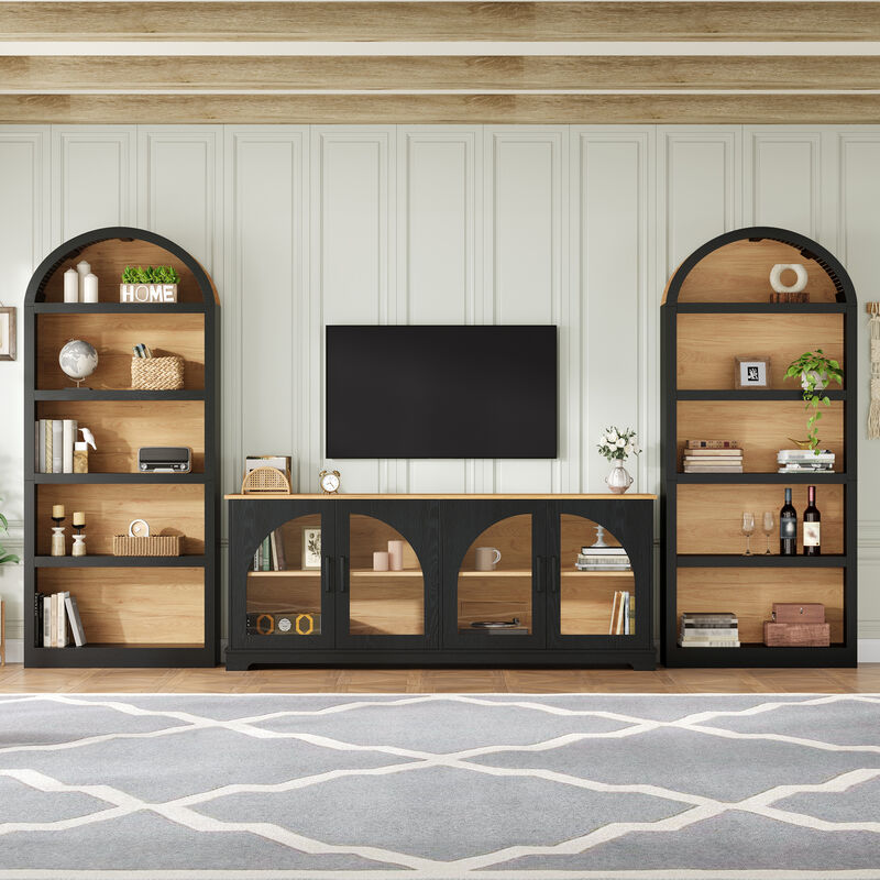 TATEUS Glass Door TV Stand image number 1