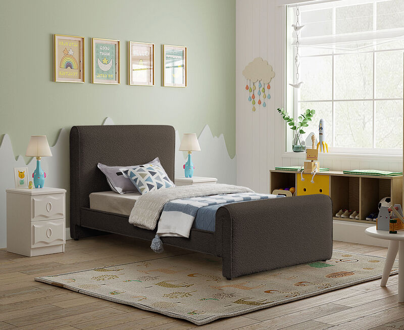 Meridian Furniture Stylus Brown Boucle Fabric Twin Bed image number 1