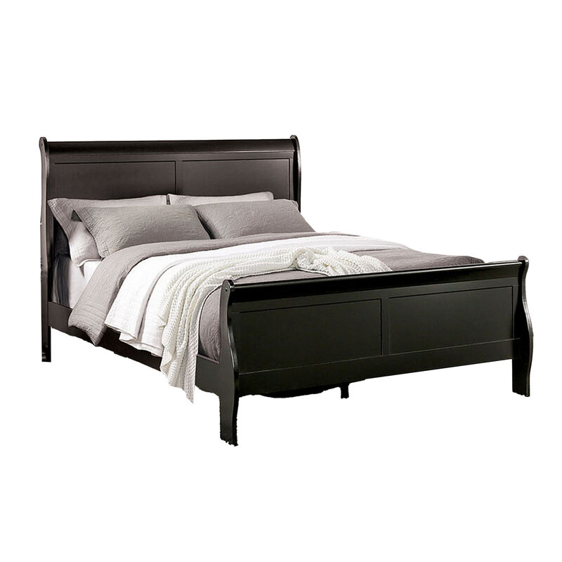 Ry Three Piece Full Size Bedroom Set, Sleek Modern Transitional Style, Black