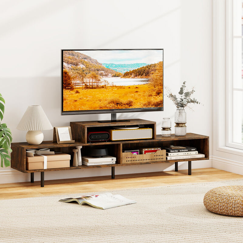 TV Stand with 3 Open Storage Compartments and Entertainment Center Design image number 1