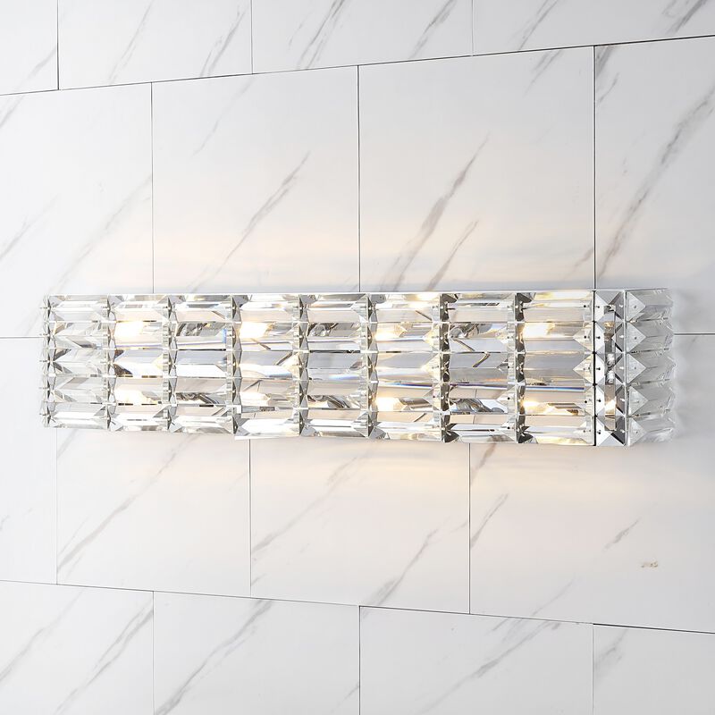 Evelyn Crystal Rectangle Ironcrystal Glam Modern LED Vanity Light