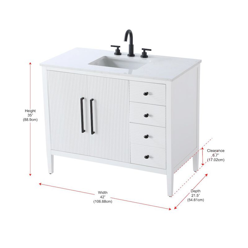 Elegant Kitchen and Bath 42 inch Single Bathroom Vanity in White