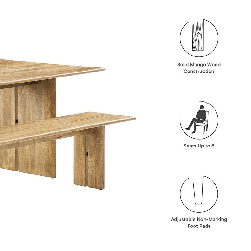 Amistad 86" Wood Dining Table and Bench Set image number 1