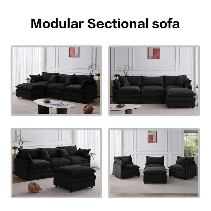 Jegfli Chenille Modular L-Shaped Sectional Sofa image number 6