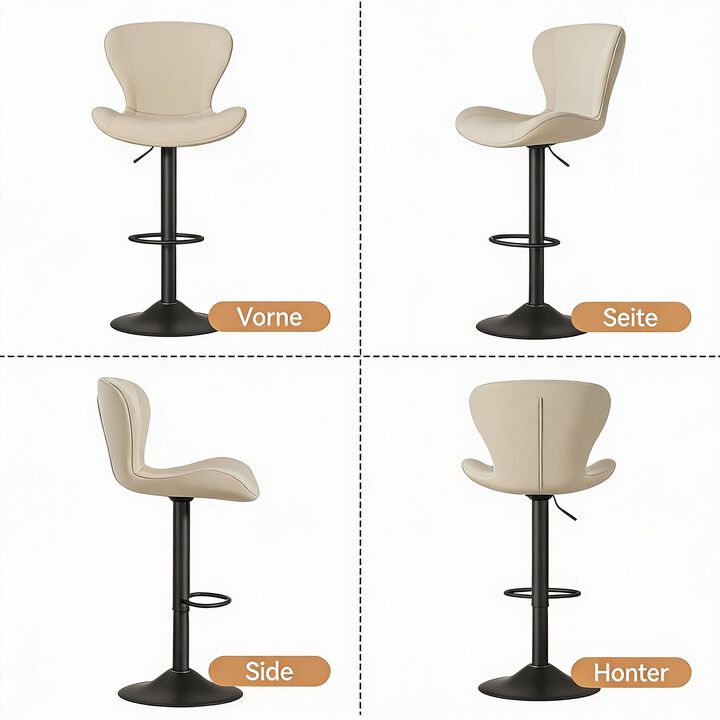 Modern Fabric Swivel Bar Stools Set of 2, Steady Adjustable Counter Height Stools with Back and Footrest, 360&deg; Kitchen Island Chairs for Kitchen Counter, Home Bar