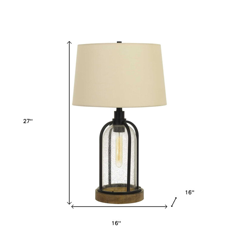 HomeRoots 27" Brown Metal Two Light Globe Table Lamp With Eggshell Empire Shade image number 3