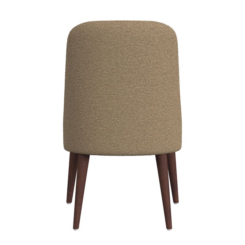Guy Dining Chair with Dark Amber Tapered Legs, Brown Boucle Fabric