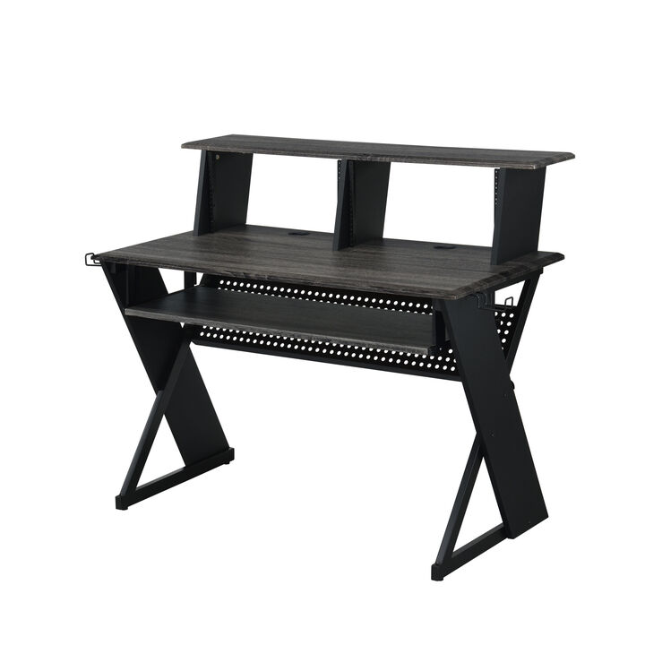 HomeRoots 47" Black Wood and Metal Computer Desk