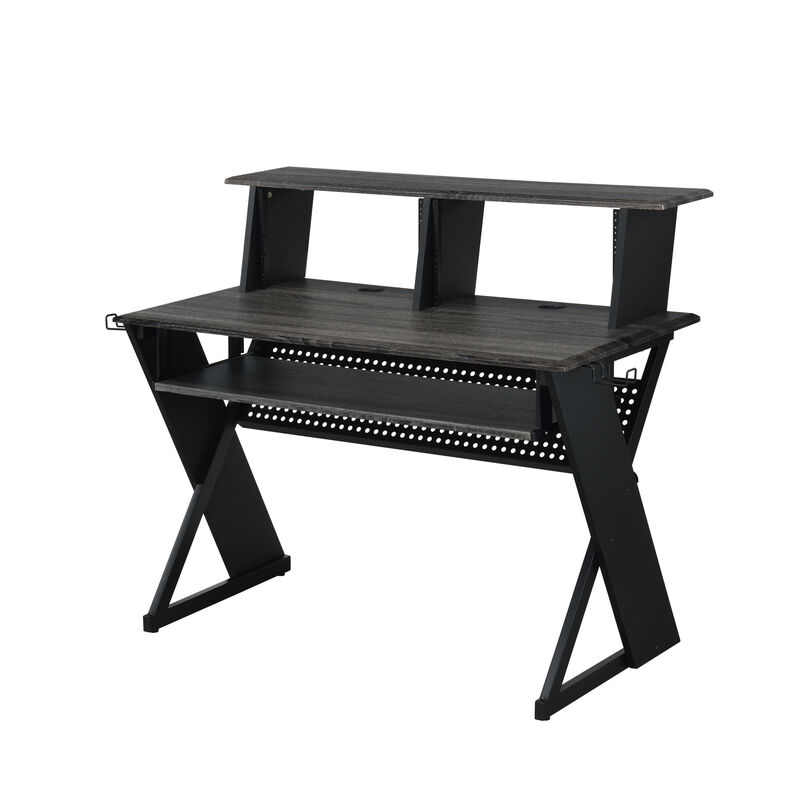 HomeRoots 47" Black Wood and Metal Computer Desk image number 0