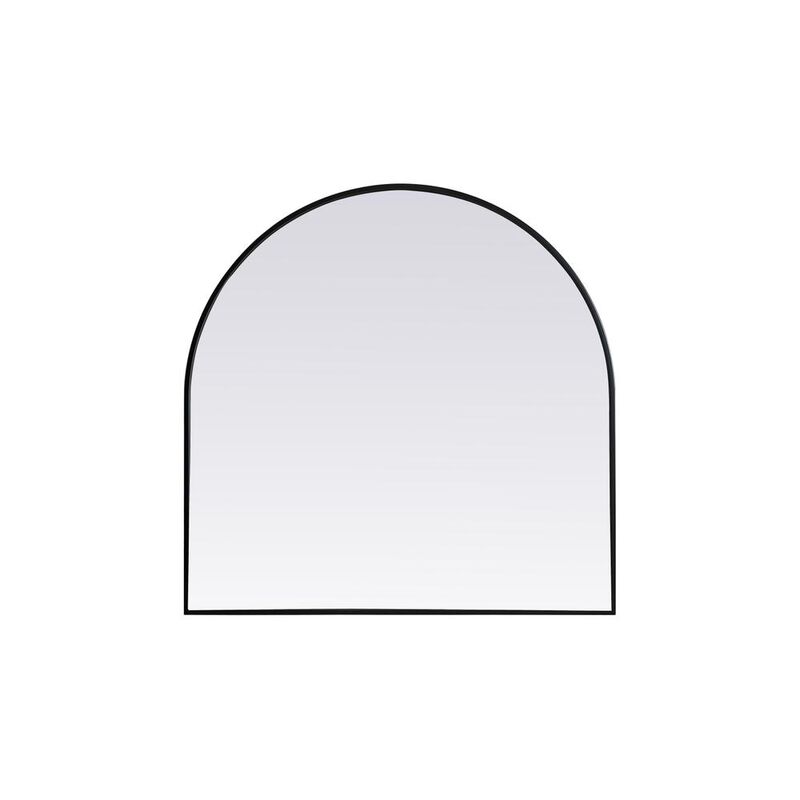 Elegant Decor Metal Frame Arch Mirror 36x36 Inch in Black