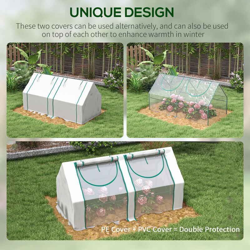 Outsunny 6' x 3' x 3' Portable Greenhouse, Garden Hot House with 2 PE/Plastic Covers, Steel Frame and 2 Roll Up Windows, Clear