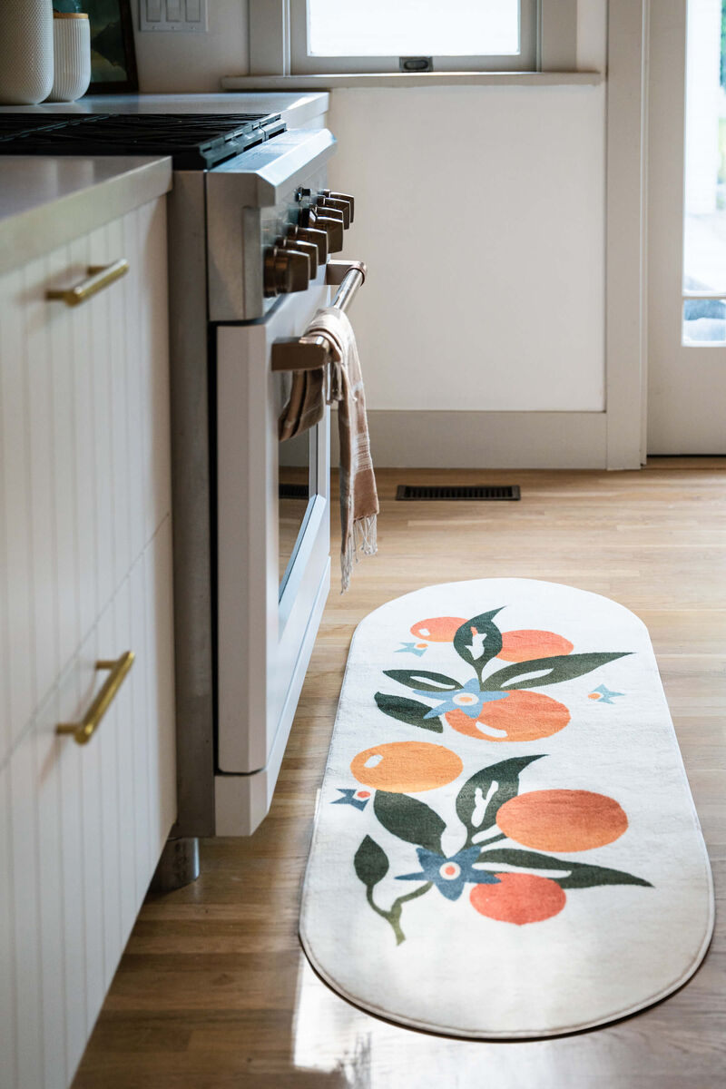 Lany Space 2'x5' Ruuner Rug, Orange Pattern Rug for Living Room, Non-Slip Modern Abstract Washable Rug image number 3