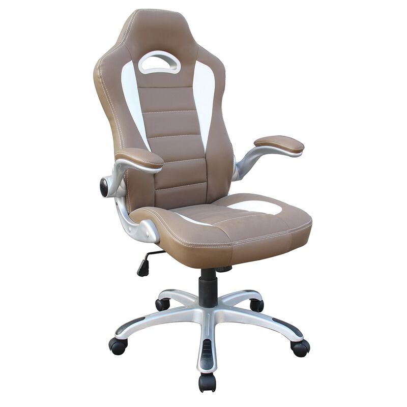 Techni Mobili High Back Executive Sport Race Office Chair with Flip-Up Arms. Color: Camel